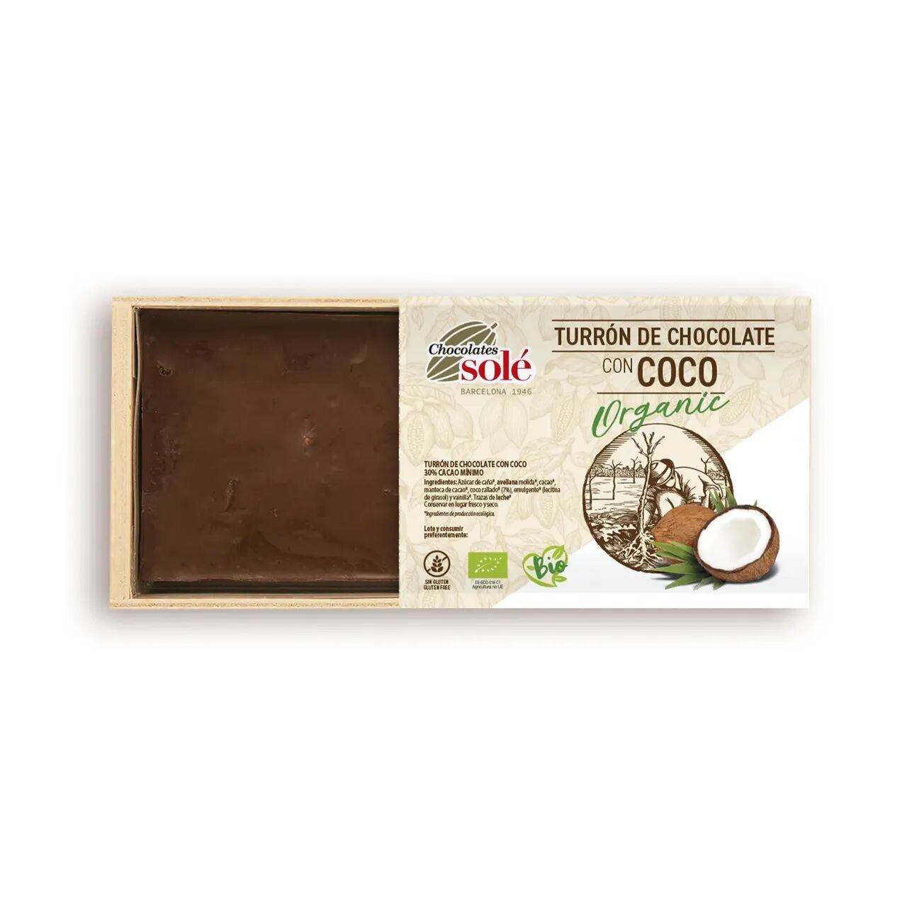 Bio csokoládés nugát kókusszal 200g