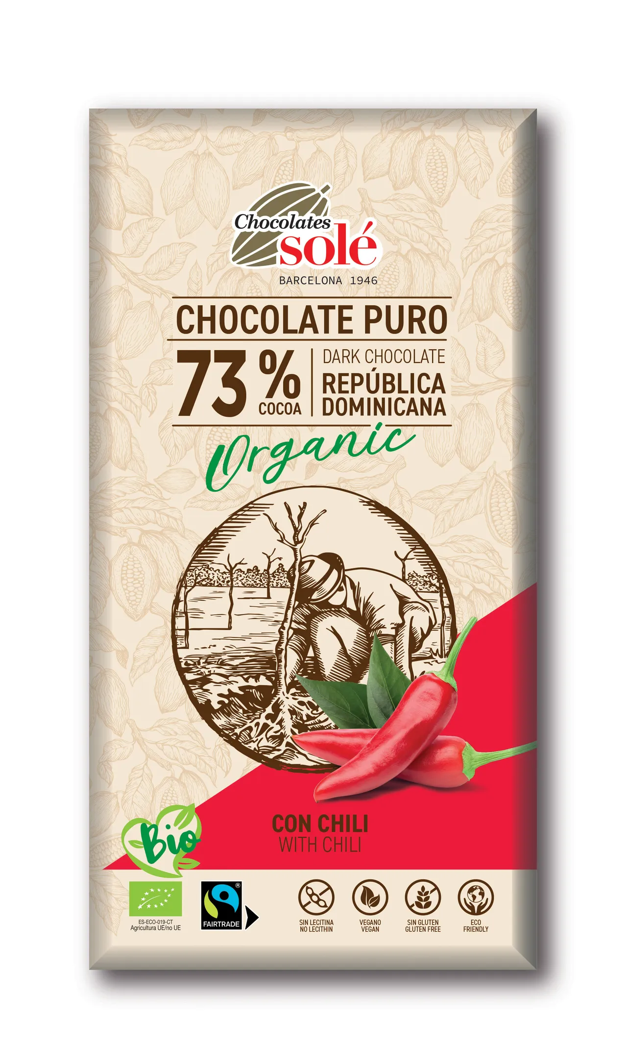 73% bio étcsokoládé chilivel 100g